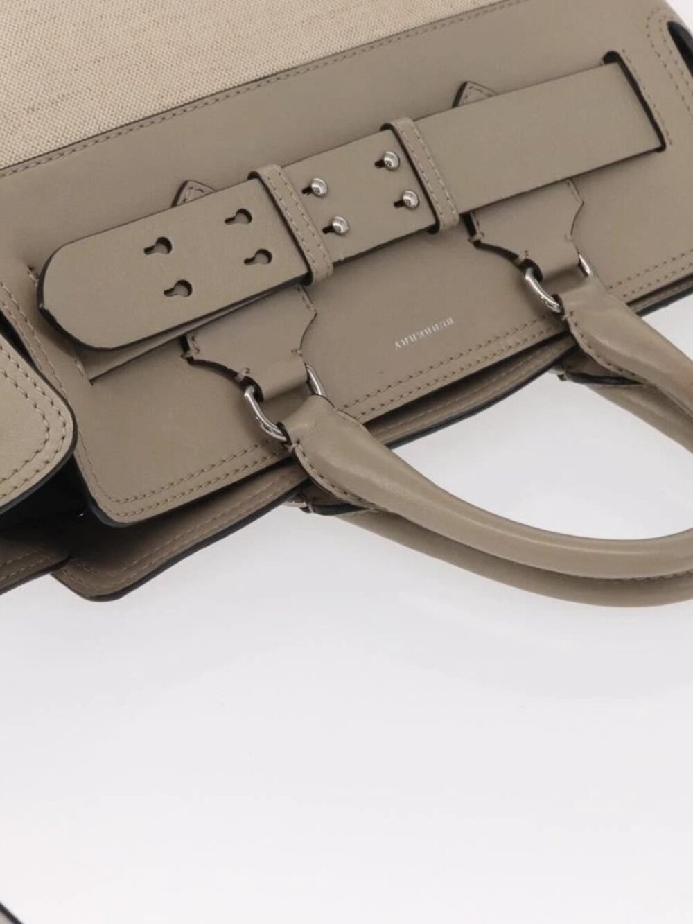BURBERRY Medium Belt Bag Hand Bag Canvas 2way Beige Silver Auth 149727 - Picture 8 of 16